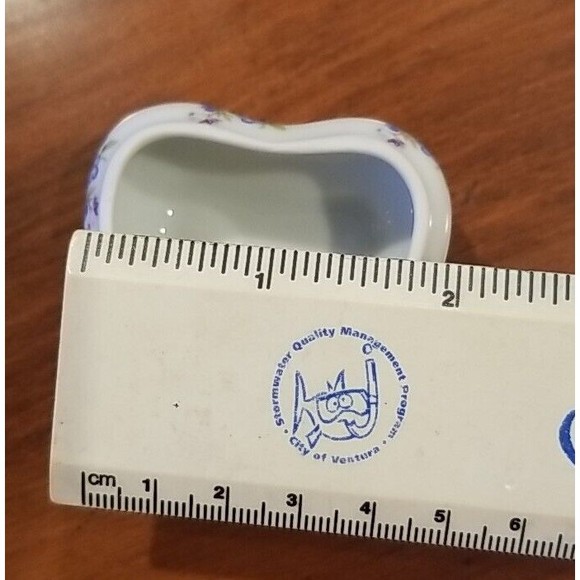 Limoges LEC Fine Blue Flower Heart Shape Valentine Old French France Trinket Box - Picture 15 of 16